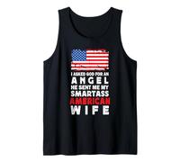 Funny Smartass American Wife America USA Flag Spouses Débardeur