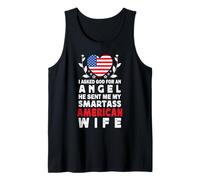 Funny Smartass American Wife America USA Flag Spouses Débardeur