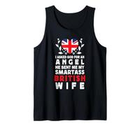 Funny Smartass British Wife UK Flag Spouses Débardeur