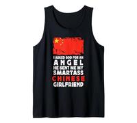 Funny Smartass Chinese Girlfriend China Flag Débardeur