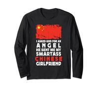Funny Smartass Chinese Girlfriend China Flag Manche Longue