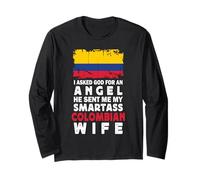 Funny Smartass Colombian Wife Colombia Flag Spouses Manche Longue