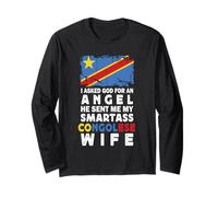 Funny Smartass Congolese Wife Congo Flag Spouses Manche Longue