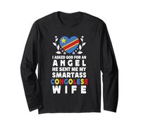 Funny Smartass Congolese Wife Congo Flag Spouses Manche Longue