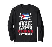 Funny Smartass Cuban Boyfriend Cuba Flag Manche Longue