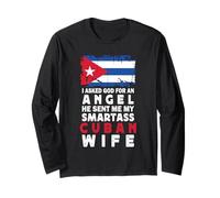 Funny Smartass Cuban Wife Cuba Flag Spouses Manche Longue