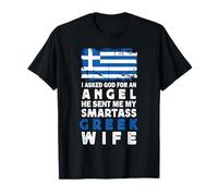Funny Smartass Greek Wife Greece Flag Spouses T-Shirt