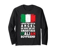 Funny Smartass Italian Boyfriend Italy Flag Manche Longue
