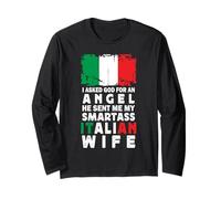 Funny Smartass Italian Wife Italy Flag Spouses Manche Longue