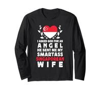 Funny Smartass Singaporean Wife Singapore Flag Spouses Manche Longue