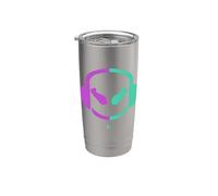 Funny SmilingFace Cute Casque audio Violet pastel Vert Gobelet isotherme en acier inoxydable double paroi