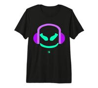 Funny SmilingFace Mauve avec écouteurs Violet T-Shirt Haut de Gamme