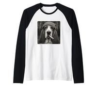 Funny Smoking Basset Hound Dog Meme Cigarette Grunge Beanie Manche Raglan