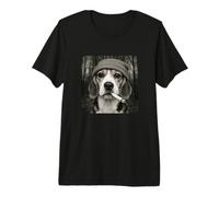Funny Smoking Beagle Dog Meme Cigarette Grunge Beanie T-Shirt Haut de Gamme