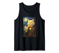 Funny Smoking Cat Meme Artwork Vintage White Cat in Suit Débardeur