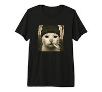 Funny Smoking Cat Meme Cigarette Grunge Beanie Aesthetic T-Shirt Haut de Gamme
