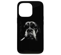 Funny Smoking Dog Boxer Nez Gros Plan Croquis Coque pour iPhone 13 Pro