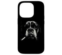 Funny Smoking Dog Boxer Nez Gros Plan Croquis Coque pour iPhone 14 Pro