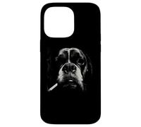 Funny Smoking Dog Boxer Nez Gros Plan Croquis Coque pour iPhone 14 Pro Max