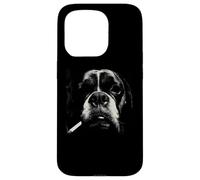 Funny Smoking Dog Boxer Nez Gros Plan Croquis Coque pour iPhone 15 Pro
