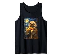 Funny Smoking Elegant Pug Artwork Vintage Pug Dog in Suit Débardeur