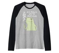 Funny Smoking Frog At Peace with Croaking Manche Raglan