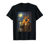 Funny Smoking German Shepherd Artwork Vintage Dog in Suit T-Shirt