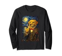 Funny Smoking Labrador Retriever Artwork Vintage Dog in Suit Manche Longue