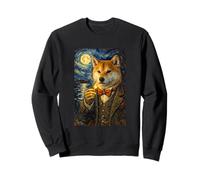 Funny Smoking Shiba Inu Artwork Vintage Dog Meme in Suit Sweatshirt