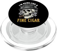 Funny Smoking Skeleton Aging Like Fine Cigar Dad Fathers Day PopSockets PopGrip pour MagSafe