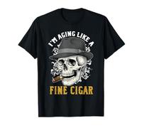 Funny Smoking Skeleton Aging Like Fine Cigar Dad Fathers Day T-Shirt