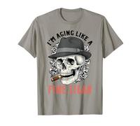 Funny Smoking Skeleton Aging Like Fine Cigar Dad Fathers Day T-Shirt