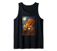 Funny Smoking Vizsla Artwork Vintage Dog Meme in Suit Débardeur
