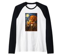 Funny Smoking Vizsla Artwork Vintage Dog Meme in Suit Manche Raglan