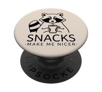 Funny Snacks Make Me Nice Sarcastique Dire Animal Raton Laveur PopSockets PopGrip Adhésif