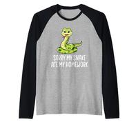 Funny Snake Lover Désolé, Mon Serpent a mangé Mes devoirs Manche Raglan
