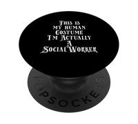 Funny Social Worker Salary Jobs Costume for Social Working PopSockets PopGrip Adhésif