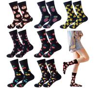 Funny Socks femmes, 7 paires de nouvelles chaussettes hebdomadaires à motifs de fruits, chaussettes confortables en coton pour femmes, taille 6-7,5, lot de plusieurs