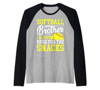 Funny Softball Brother Plays Just I'm Here for The Snacks Manche Raglan