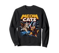 Funny Space Cats Galactic Battle Cat Lover Cartoon Art Sweatshirt