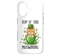 Funny St Patricks Cat Top of The Meowning Coffee Cat Irish Coque pour iPhone 17