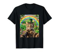 Funny St Patrick's Day Cat Selfie with Leprechaun T-Shirt