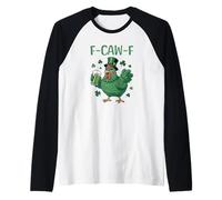 Funny St Patrick's Day F-Caw-F Coq Manche Raglan
