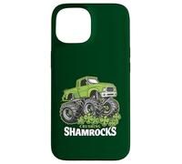 Funny St Patrick's Day Monster Truck écrasant des trèfles pour Enfants Coque pour iPhone 15
