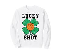 Funny St Patricks Mens Basketball Shamrock Charm Lucky Shot Sweatshirt