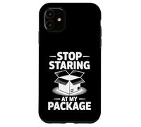 Funny Stop Staring at My Package Humour Gift Coque pour iPhone 11