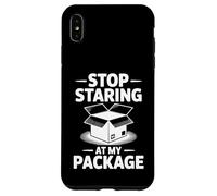 Funny Stop Staring at My Package Humour Gift Coque pour iPhone XS Max