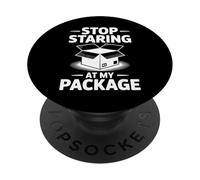 Funny Stop Staring at My Package Humour Gift PopSockets PopGrip Adhésif