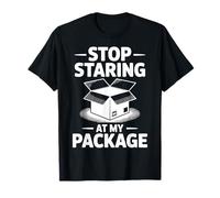 Funny Stop Staring at My Package Humour Gift T-Shirt
