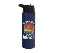 Funny Summer Crab Crabby Please Return to Beach Lover Retro Stainless Steel Insulated Water Bottle